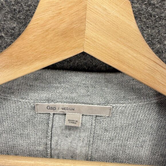 Gap Cardigan Women M Medium Gray V-Neck Button Up Short Sleeve Pockets Cotton - Picture 3 of 7